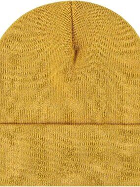 Unisex Mustard Warm Thick Knitted Cuffed Beanie Winter Pull-on Classic Skull Cap